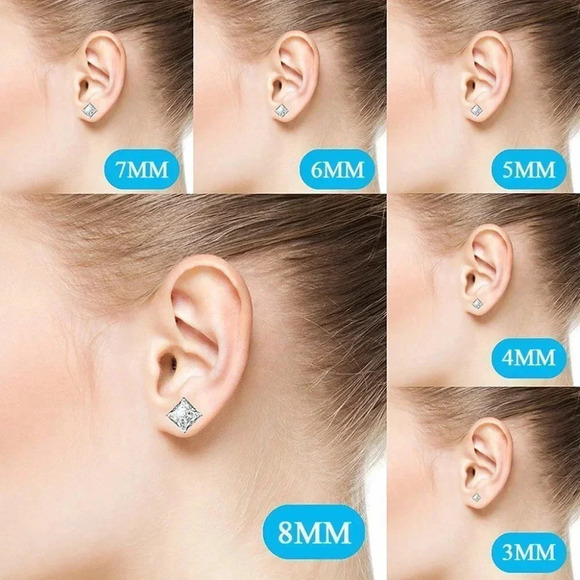 "4MM S925 Sterling Silver CZ Stud Earrings for Women/Girl, US19251024 - Picture 6 of 11